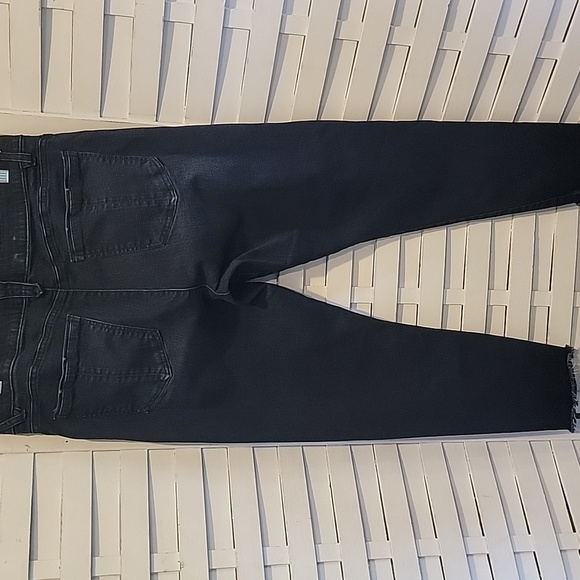 Democracy Dark Wash Ab Solution Waist Flattering Raw Hem Jeans Size 14 - Picture 4 of 4